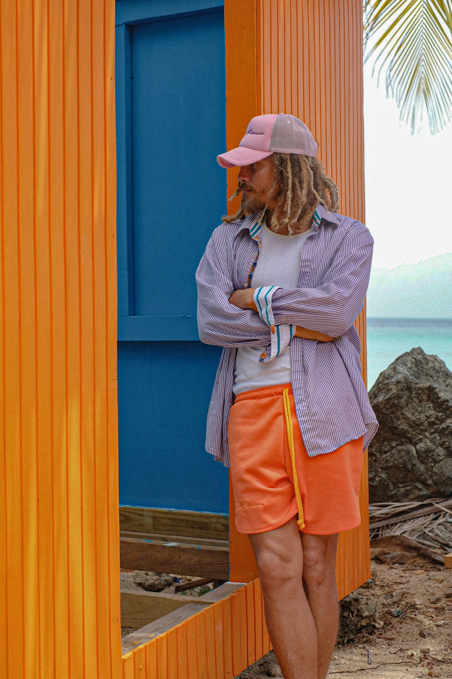SCALLOPED SCUBA SHORTS IN ORANGE - Levi Marcus