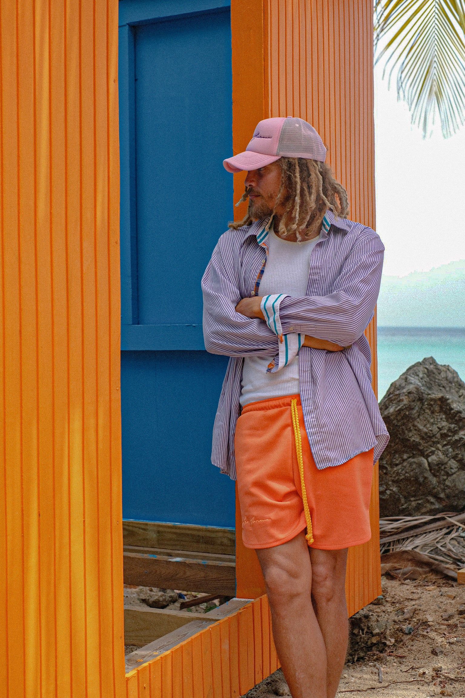 SCALLOPED SCUBA SHORTS IN ORANGE - Levi Marcus