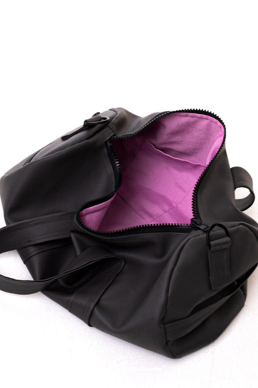 LM FAUX LEATHER DUFFLE BAG IN CHARCOAL - Levi Marcus