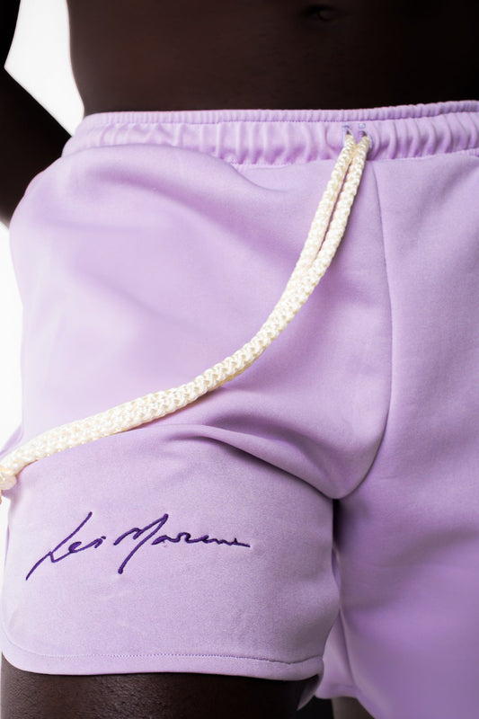 SCALLOPED SCUBA SHORTS IN LILAC